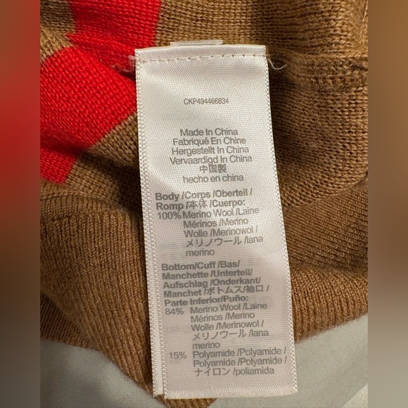 NWOT Madewell Merino Wool Crewneck Pullover Sweater in Camel Stripe Small - Picture 8 of 9